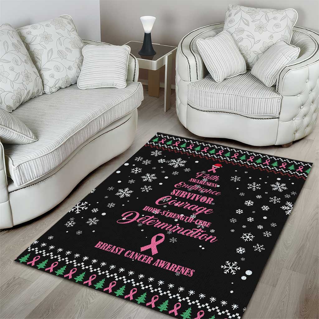 Christmas Tree Breast Cancer Afro Area Rug Survivor African DT03