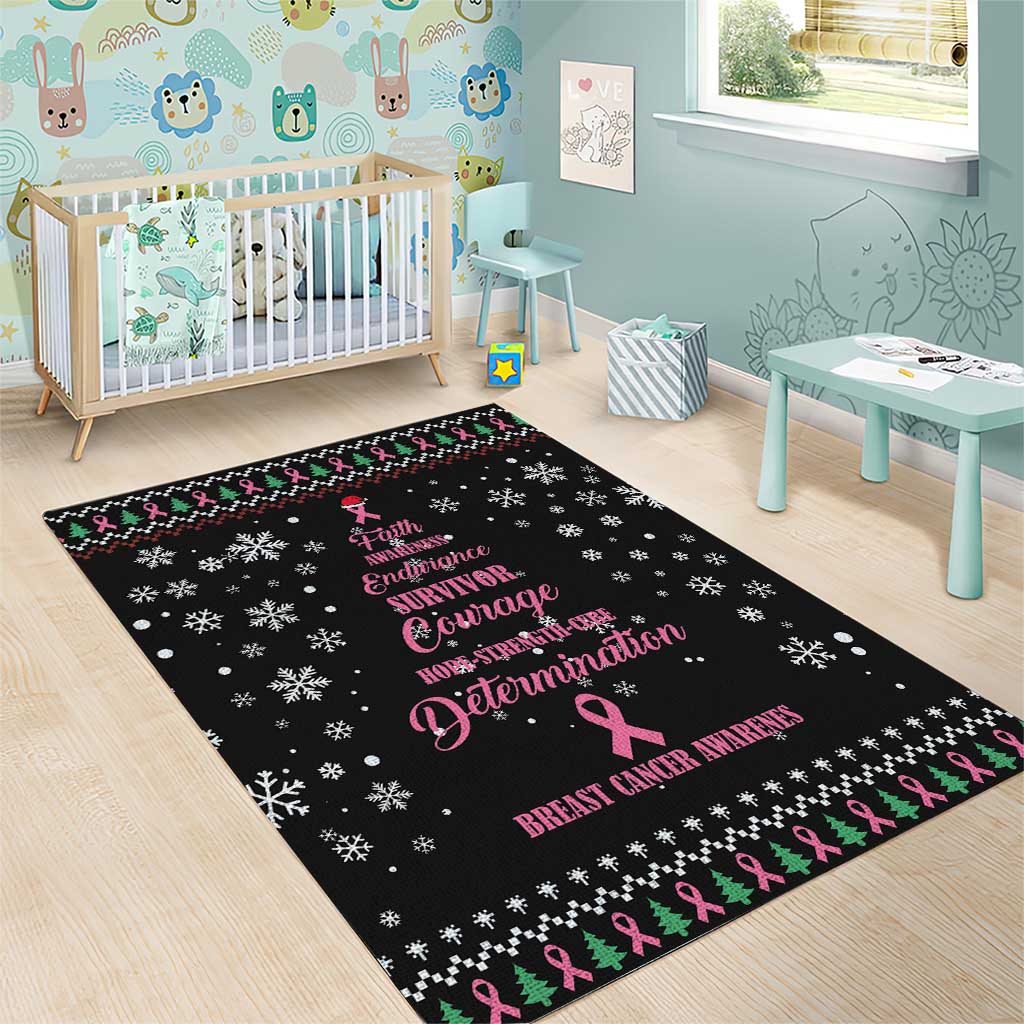 Christmas Tree Breast Cancer Afro Area Rug Survivor African DT03