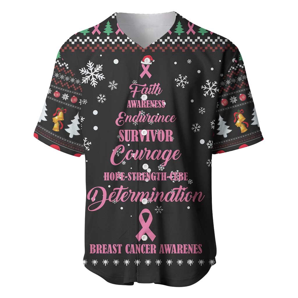 Christmas Tree Breast Cancer Afro Baseball Jersey Survivor African DT03
