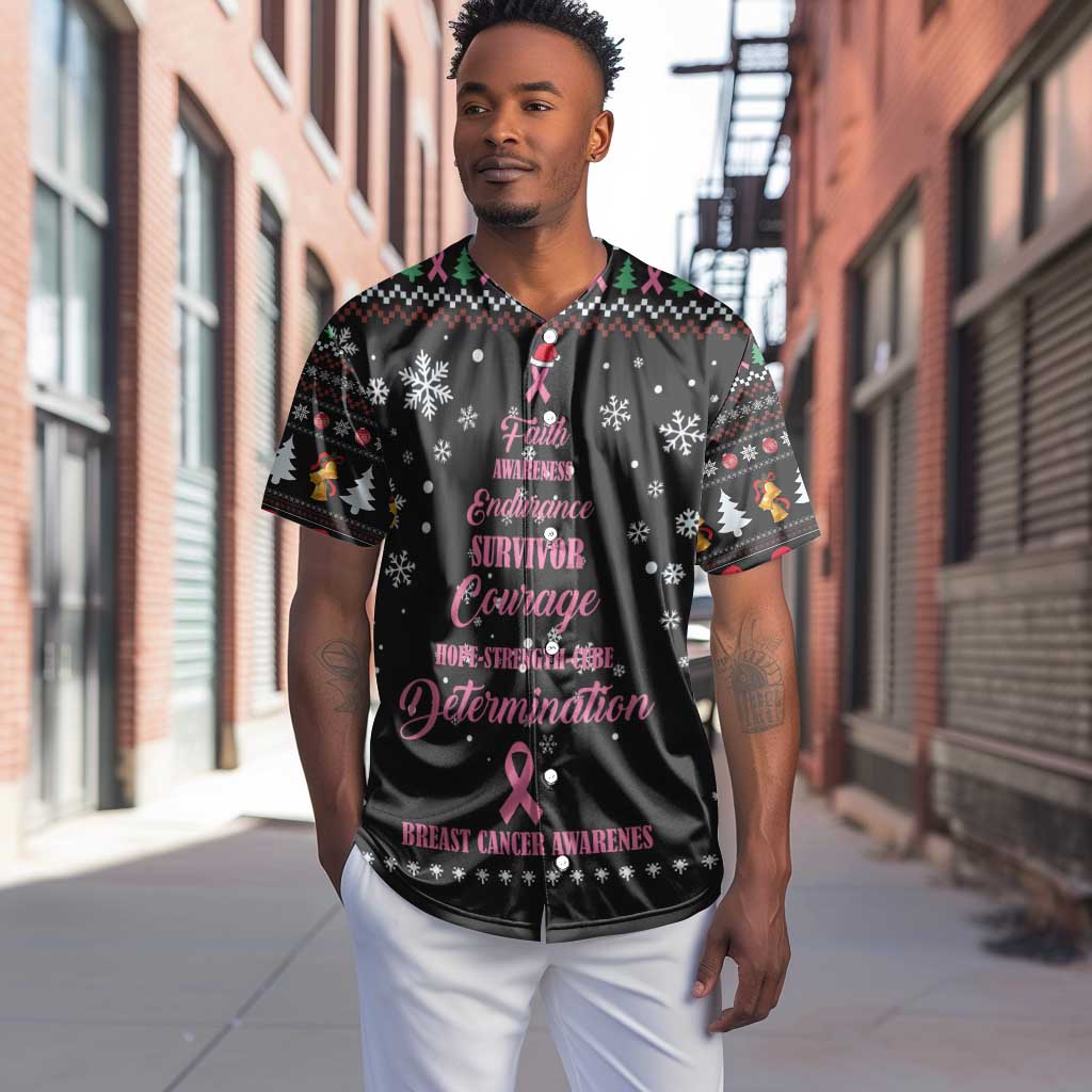 Christmas Tree Breast Cancer Afro Baseball Jersey Survivor African DT03