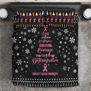 Christmas Tree Breast Cancer Afro Bedding Set Survivor African DT03