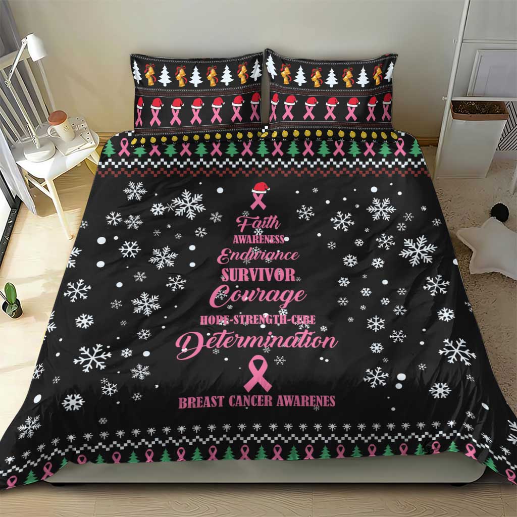 Christmas Tree Breast Cancer Afro Bedding Set Survivor African DT03