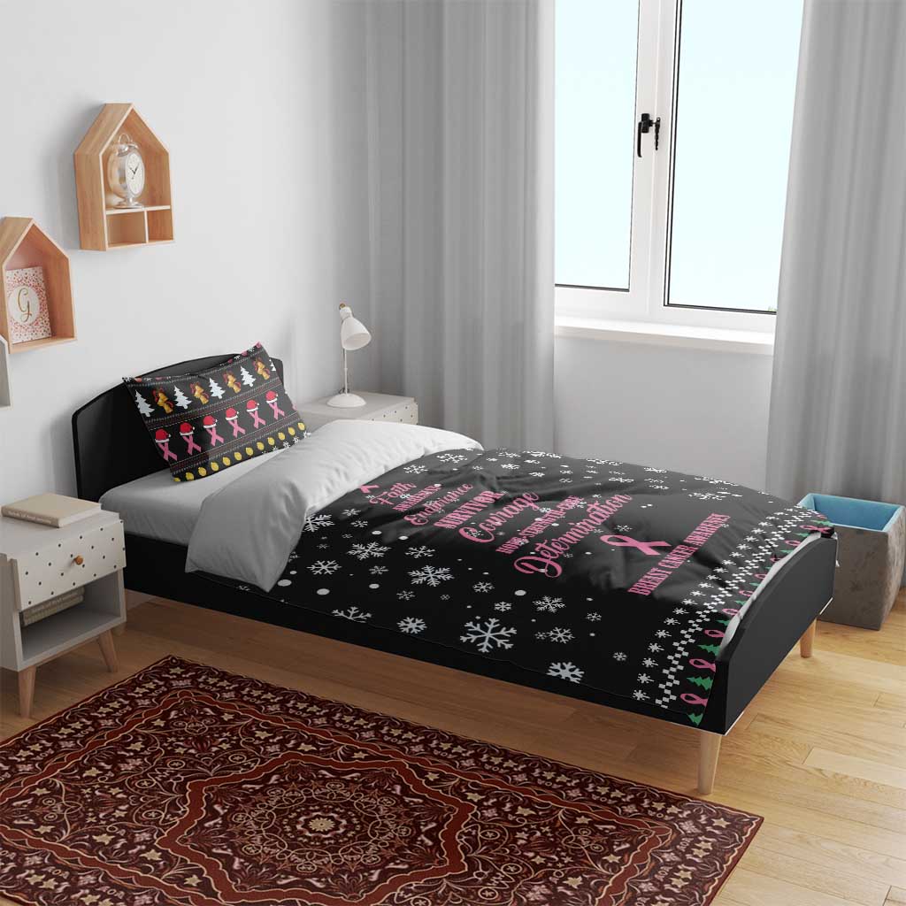 Christmas Tree Breast Cancer Afro Bedding Set Survivor African DT03