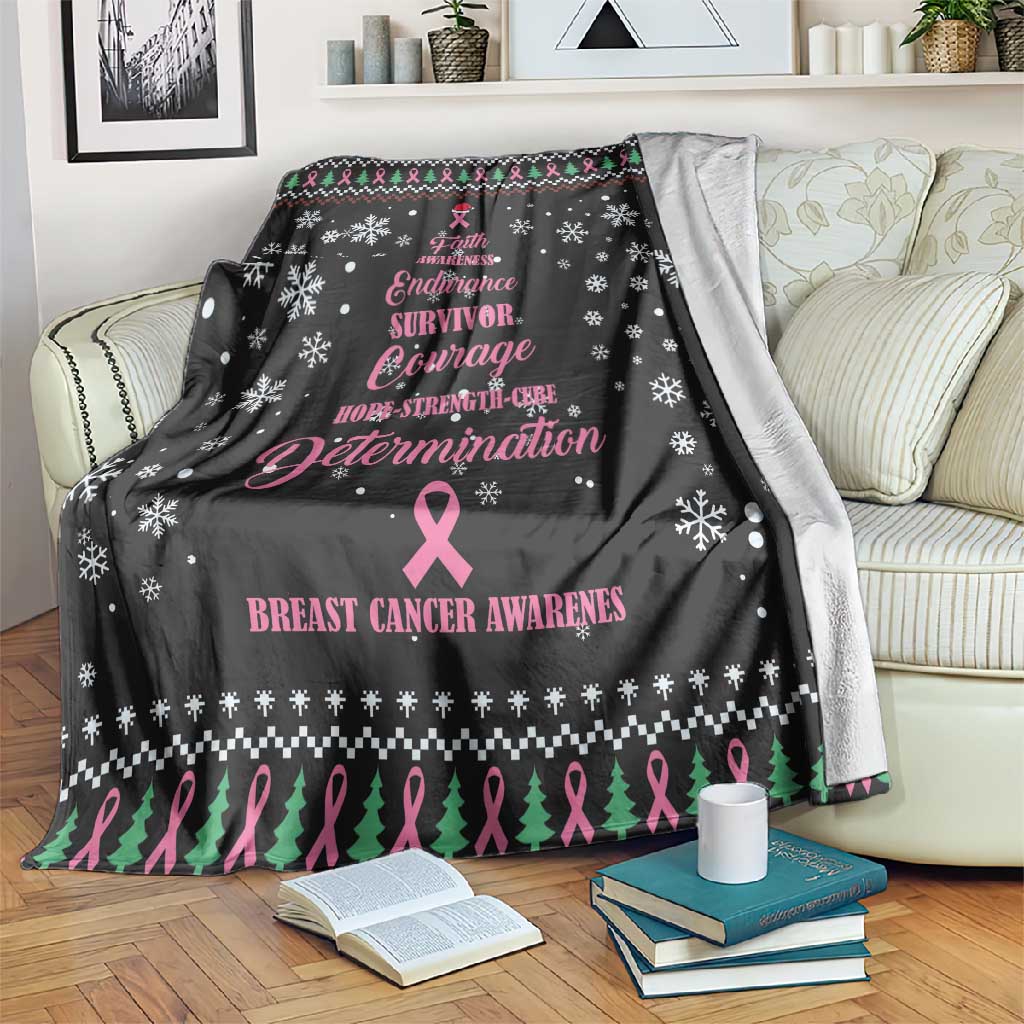 Christmas Tree Breast Cancer Afro Blanket Survivor African DT03