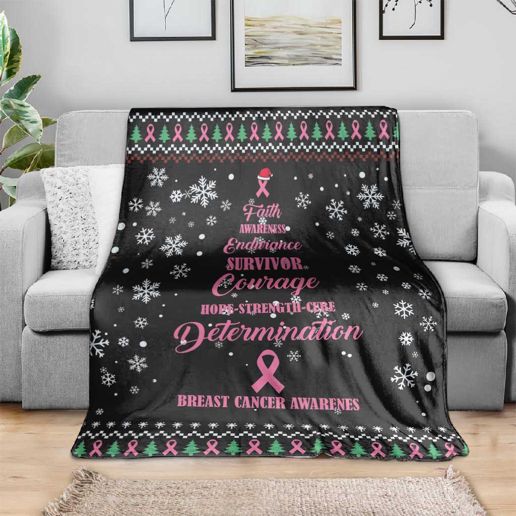 Christmas Tree Breast Cancer Afro Blanket Survivor African DT03