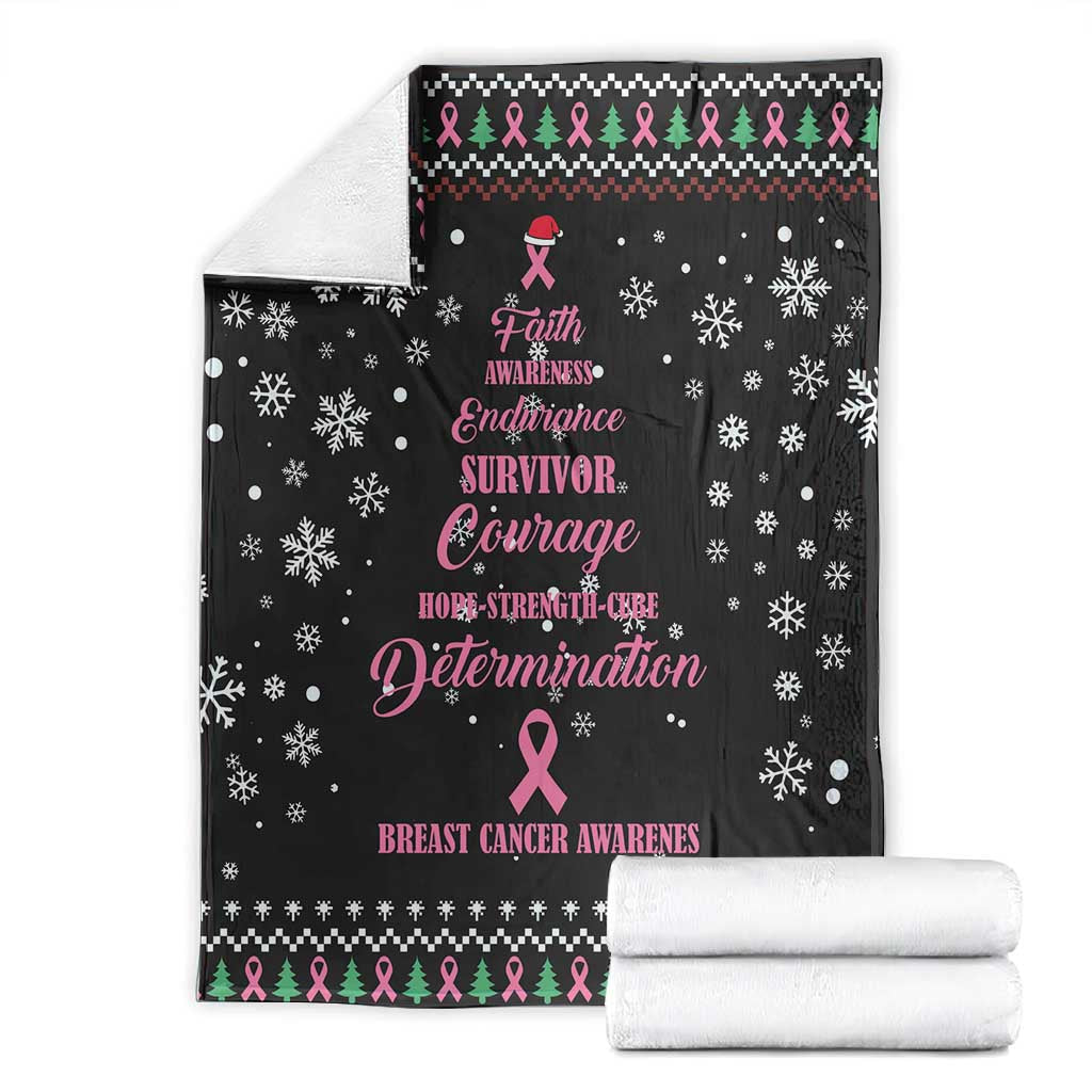 Christmas Tree Breast Cancer Afro Blanket Survivor African DT03