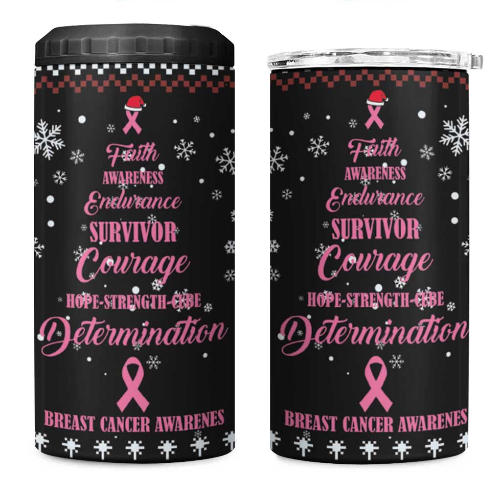 Christmas Tree Breast Cancer Afro 4 in 1 Can Cooler Tumbler Survivor African DT03