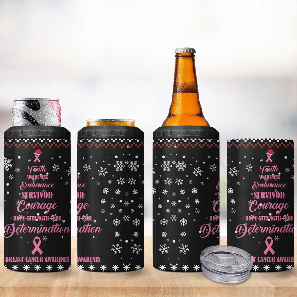 Christmas Tree Breast Cancer Afro 4 in 1 Can Cooler Tumbler Survivor African DT03