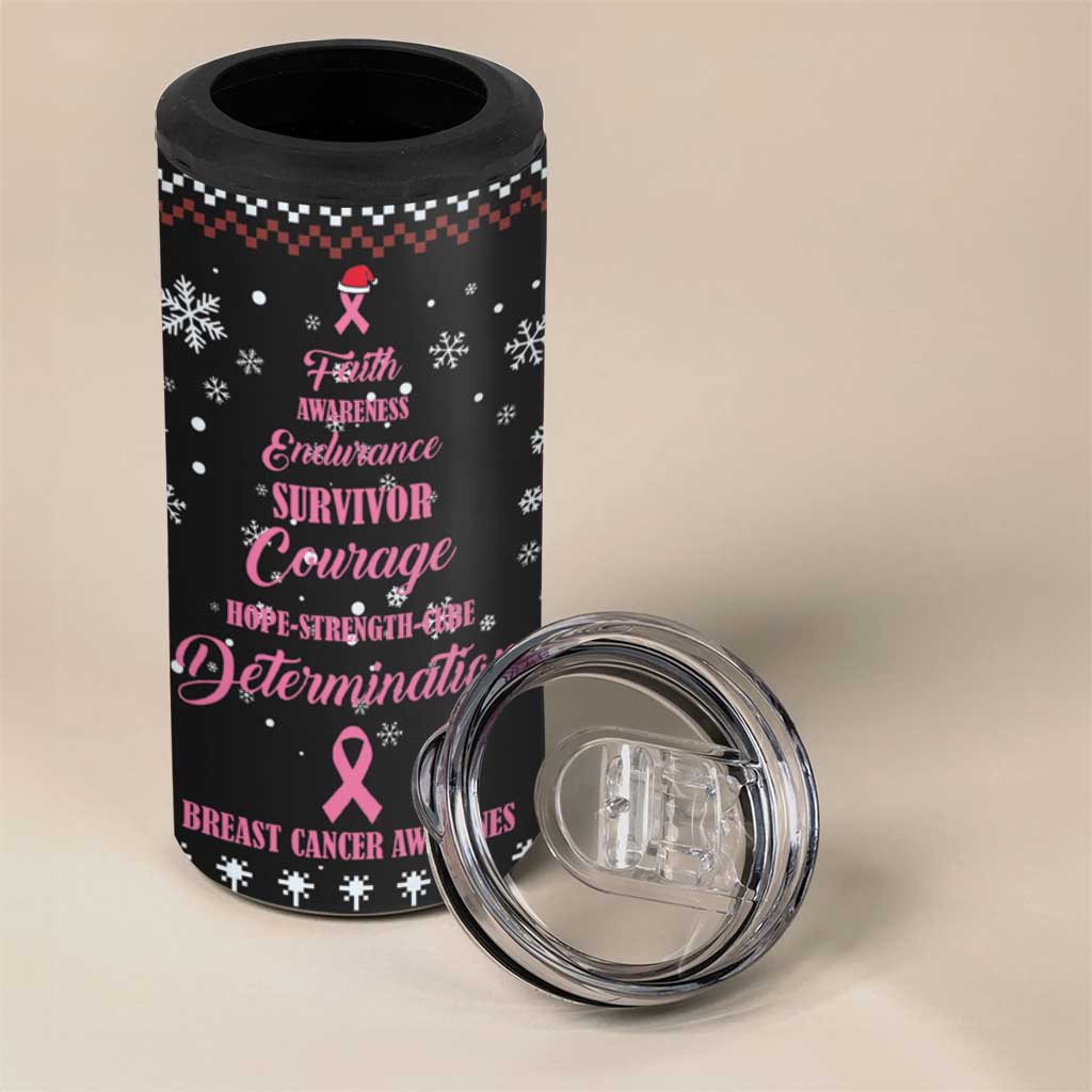 Christmas Tree Breast Cancer Afro 4 in 1 Can Cooler Tumbler Survivor African DT03