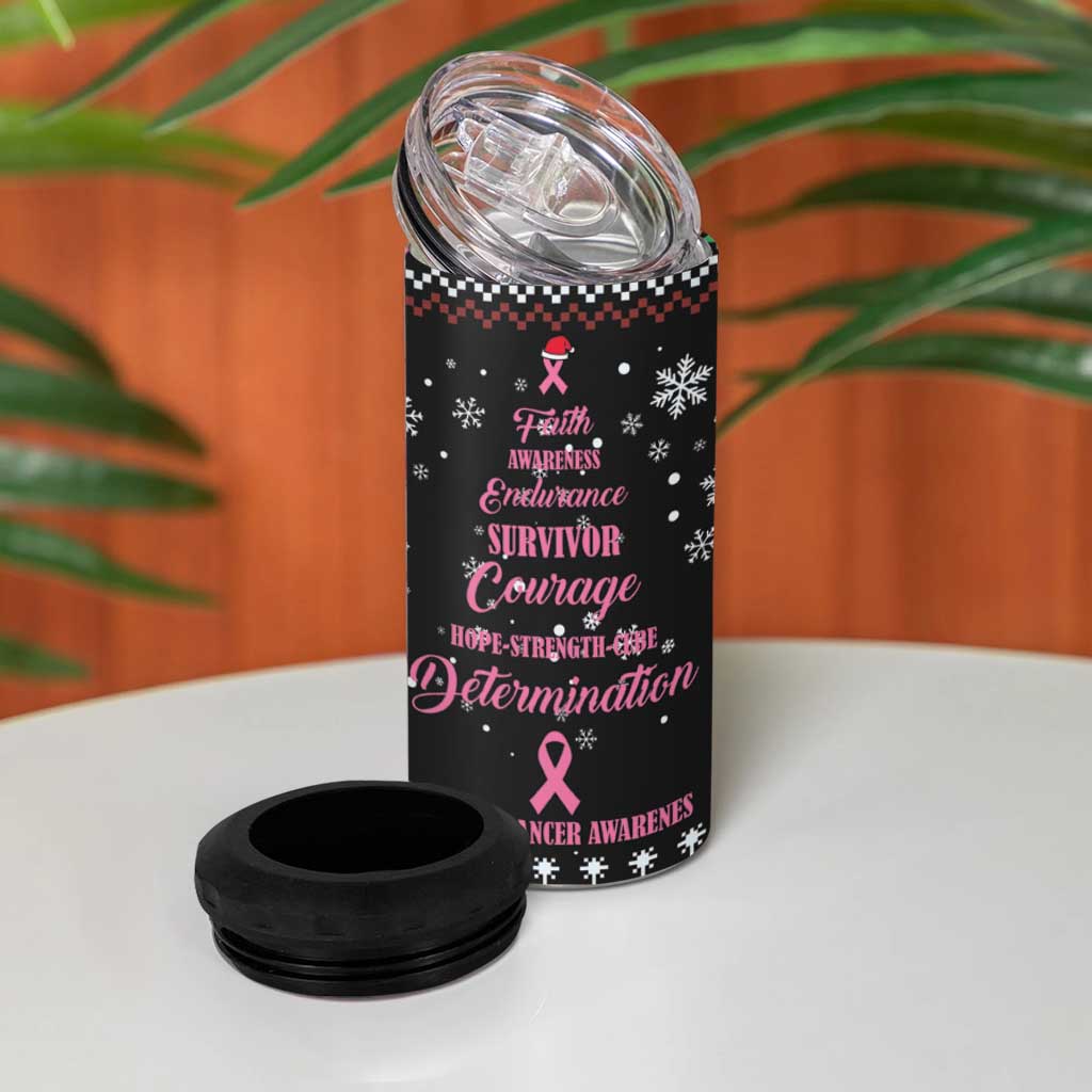 Christmas Tree Breast Cancer Afro 4 in 1 Can Cooler Tumbler Survivor African DT03
