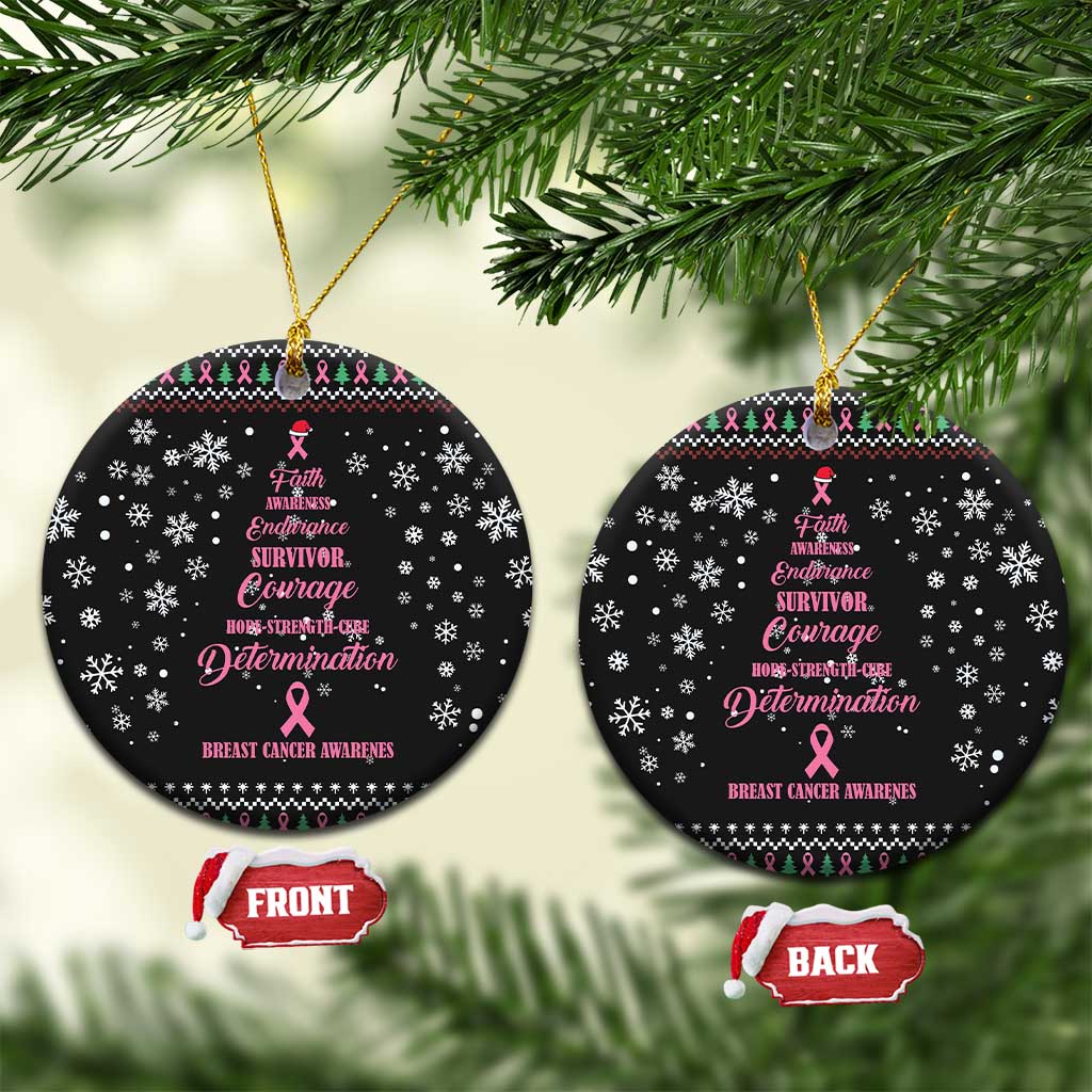 Christmas Tree Breast Cancer Ceramic Ornament Survivor DT03