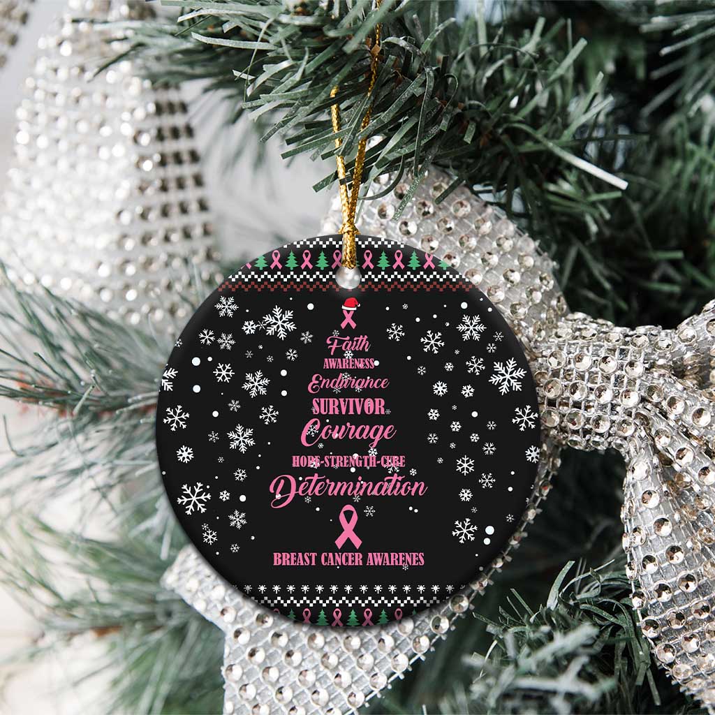 Christmas Tree Breast Cancer Ceramic Ornament Survivor DT03