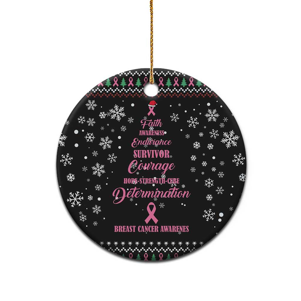 Christmas Tree Breast Cancer Ceramic Ornament Survivor DT03