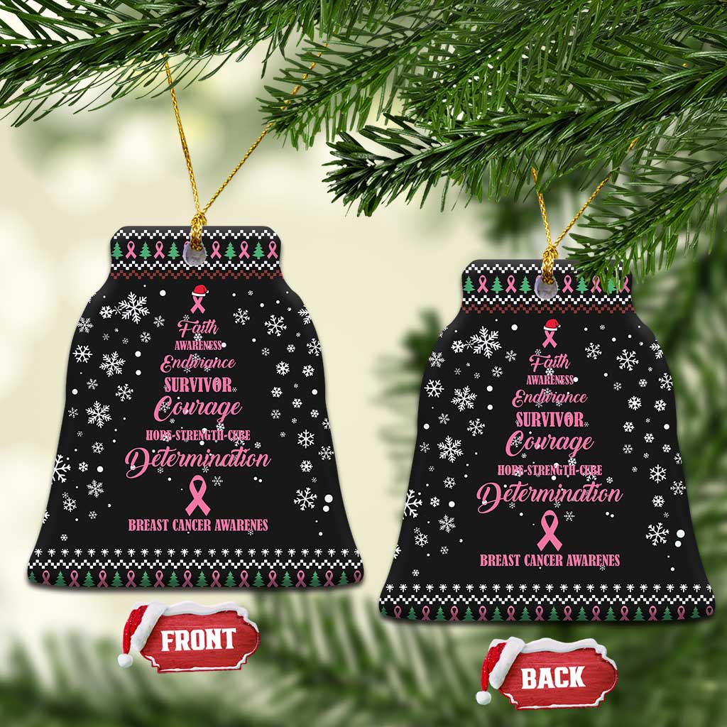 Christmas Tree Breast Cancer Ceramic Ornament Survivor DT03