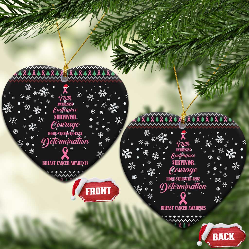 Christmas Tree Breast Cancer Ceramic Ornament Survivor DT03