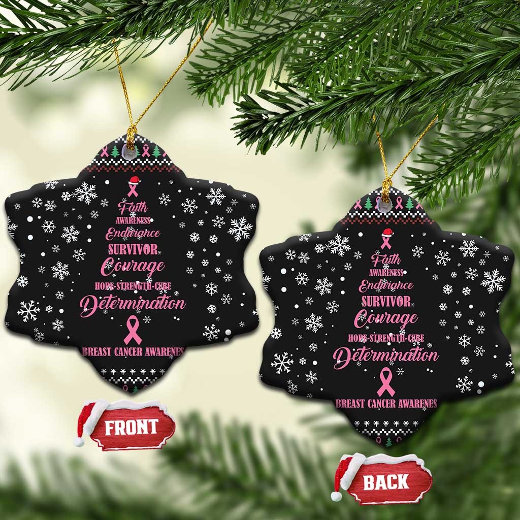 Christmas Tree Breast Cancer Ceramic Ornament Survivor DT03