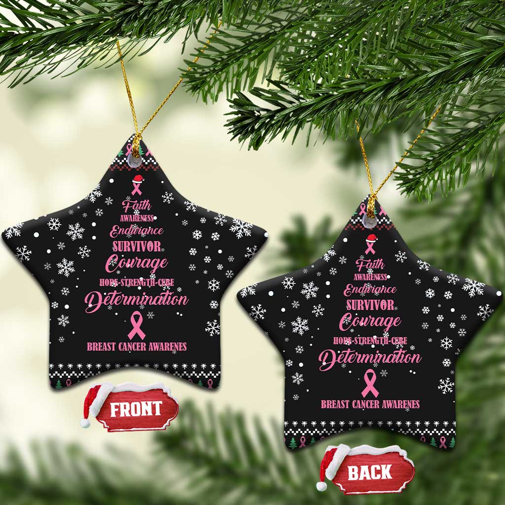 Christmas Tree Breast Cancer Ceramic Ornament Survivor DT03