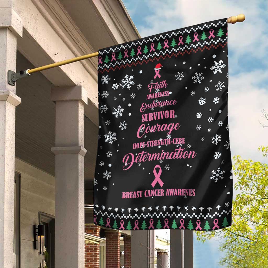Christmas Tree Breast Cancer Afro Garden Flag Survivor African DT03