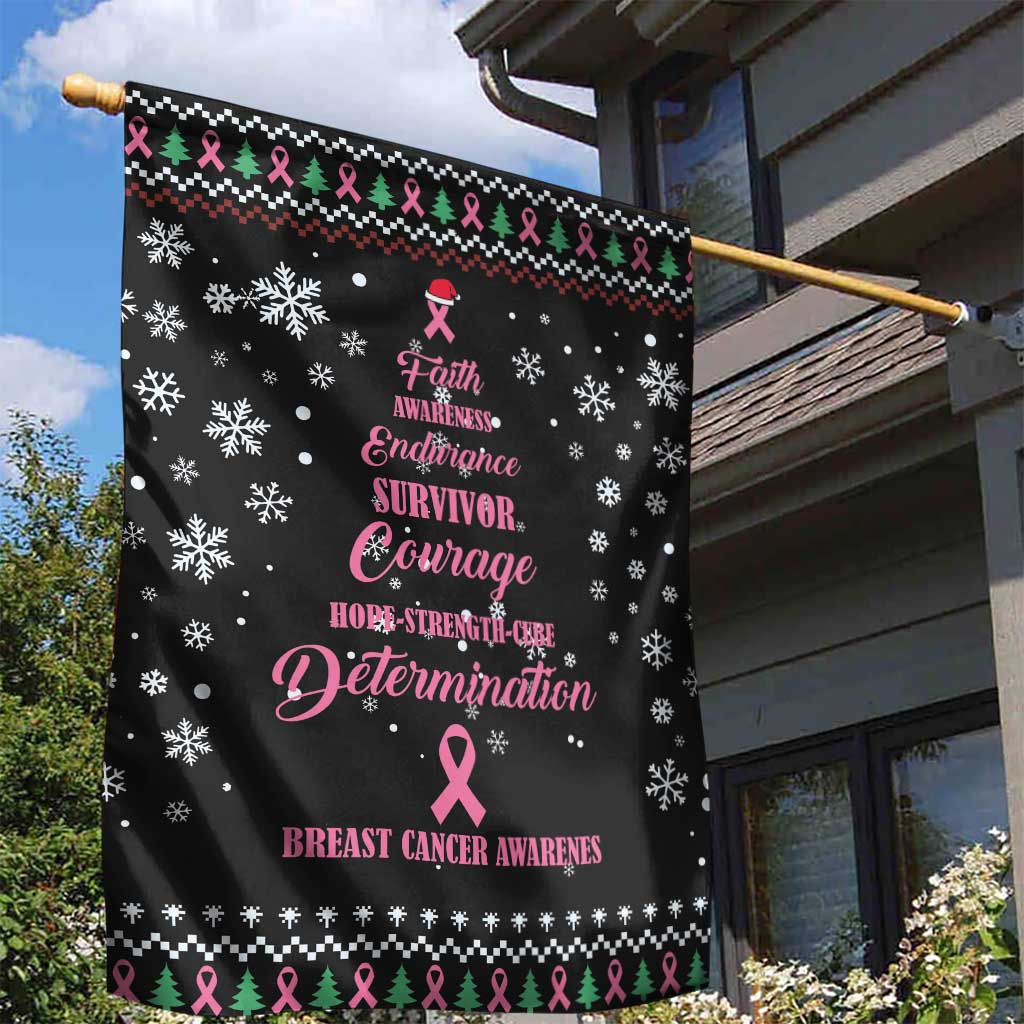Christmas Tree Breast Cancer Afro Garden Flag Survivor African DT03