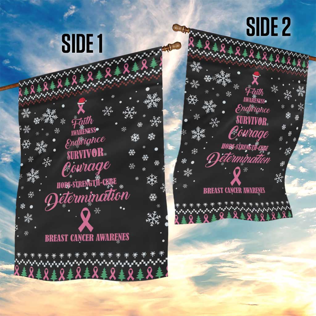Christmas Tree Breast Cancer Afro Garden Flag Survivor African DT03