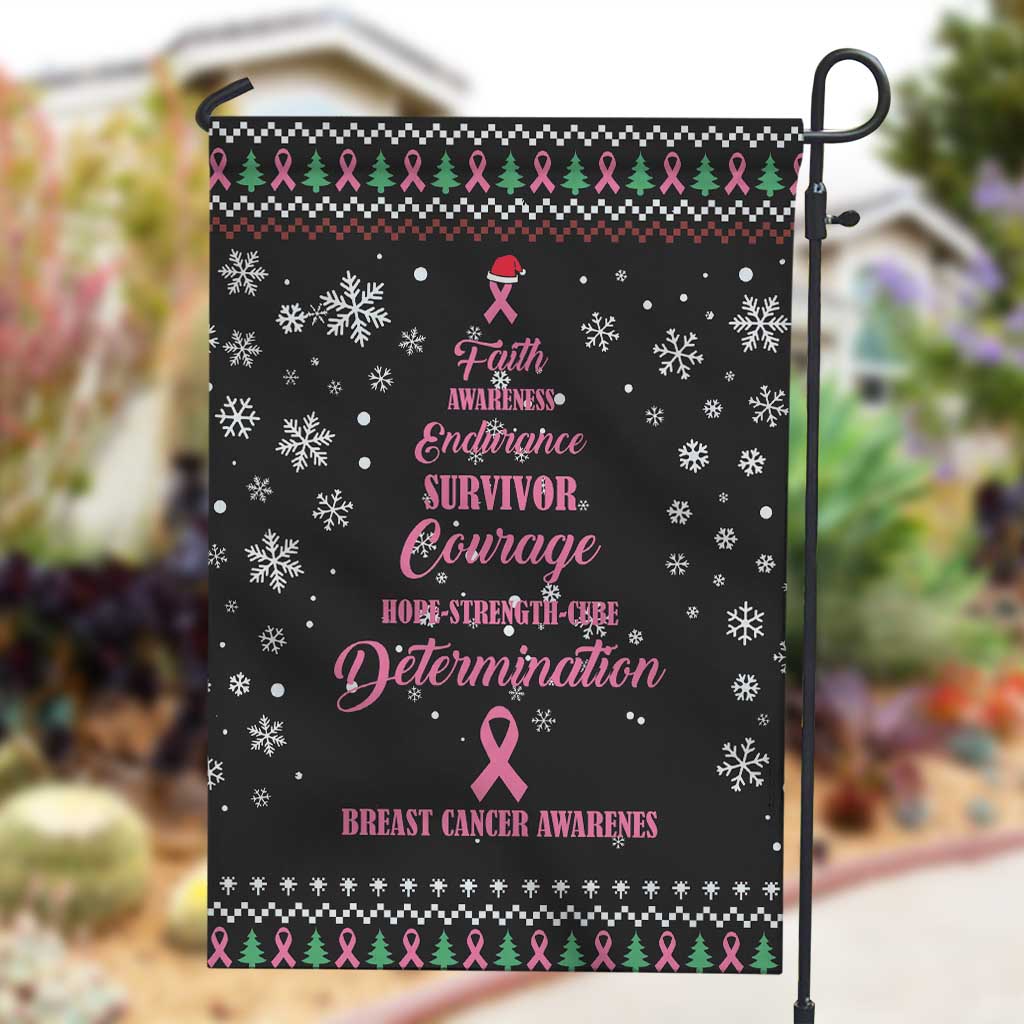 Christmas Tree Breast Cancer Afro Garden Flag Survivor African DT03
