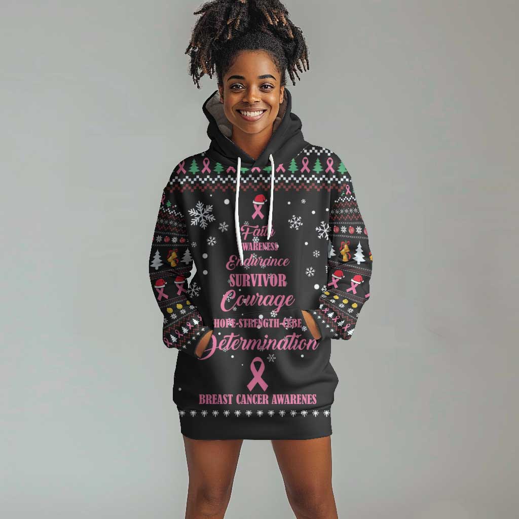 Christmas Tree Breast Cancer Afro Hoodie Dress Survivor African DT03