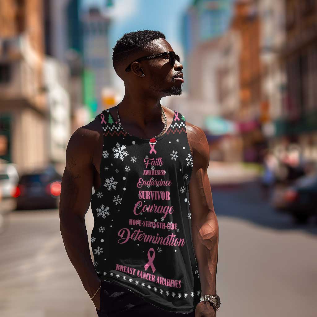 Christmas Tree Breast Cancer Afro Men Tank Top Survivor African DT03