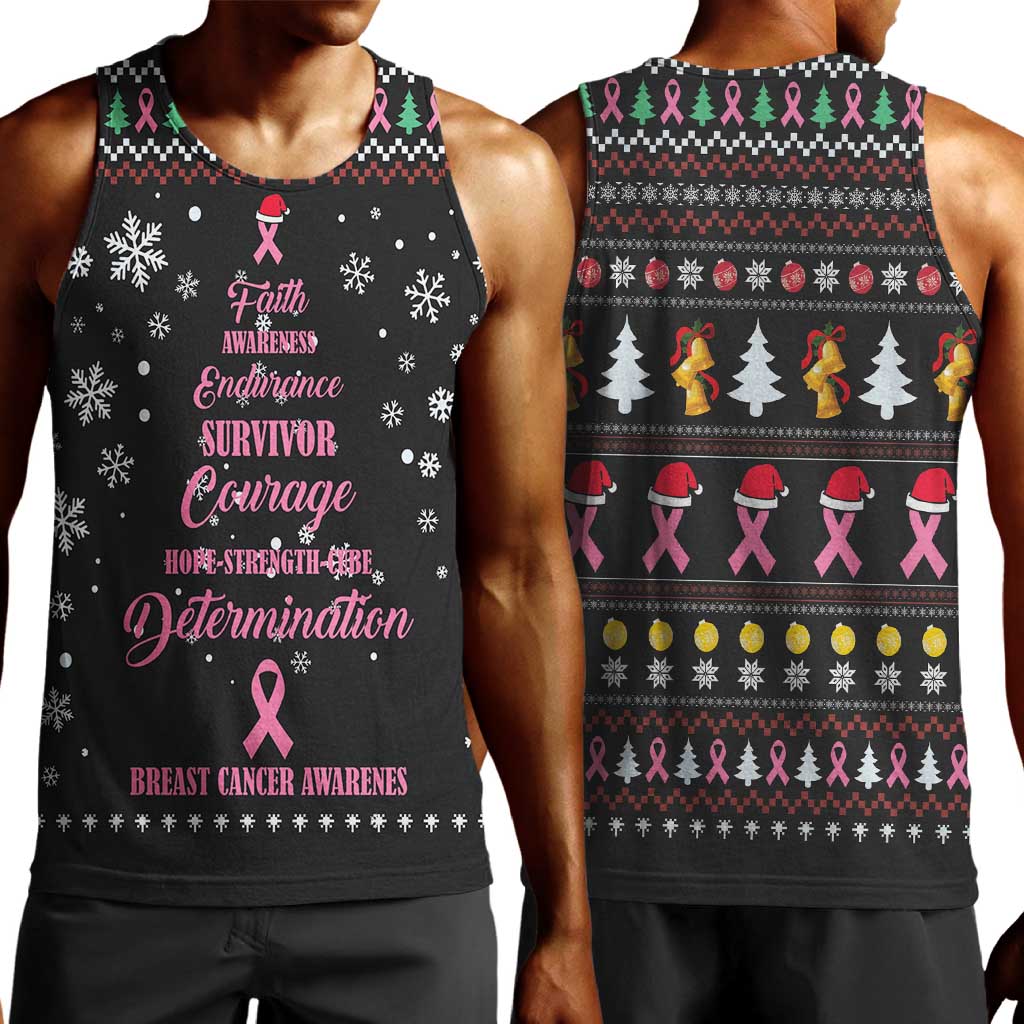 Christmas Tree Breast Cancer Afro Men Tank Top Survivor African DT03