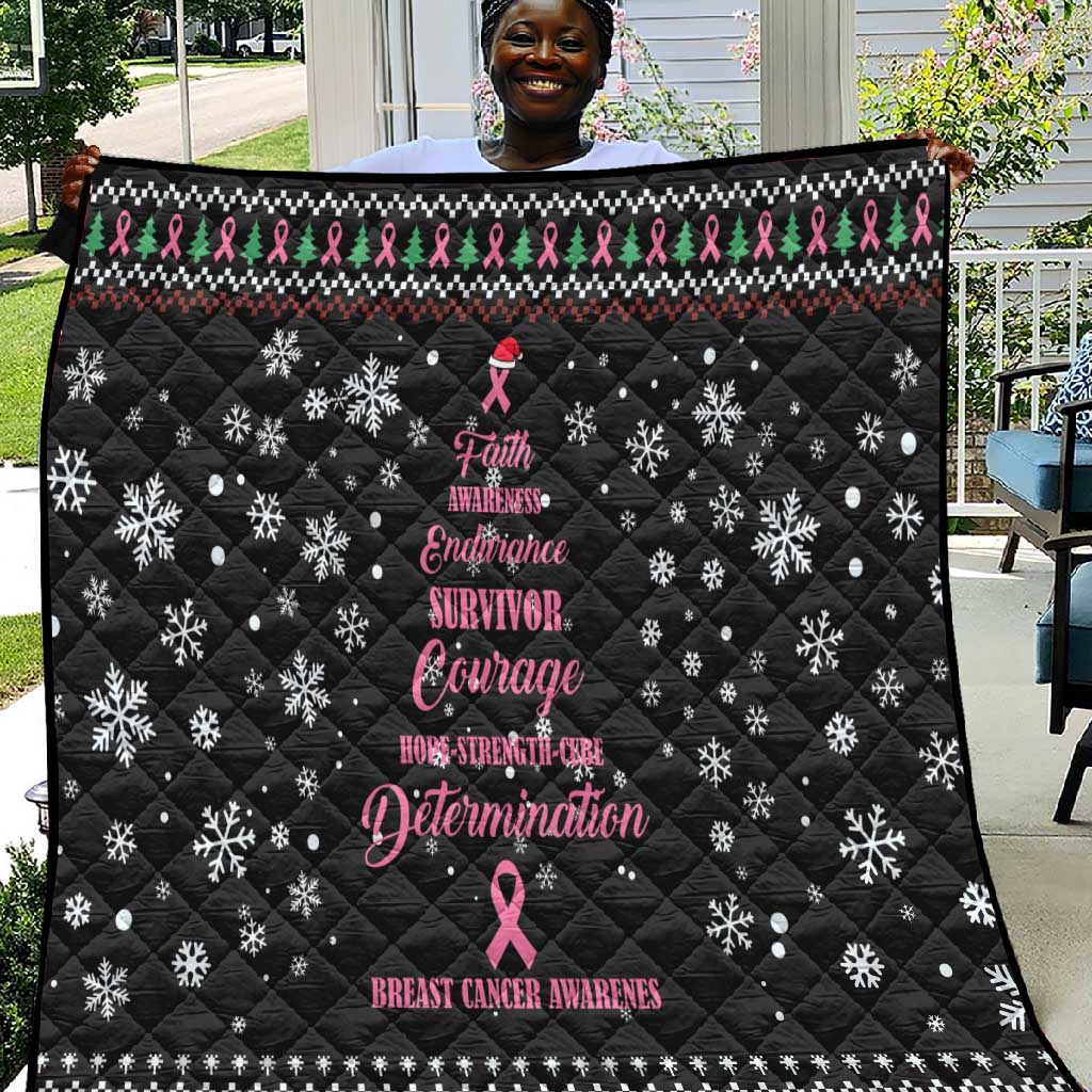 Christmas Tree Breast Cancer Afro Quilt Survivor African DT03