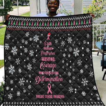Christmas Tree Breast Cancer Afro Quilt Survivor African DT03