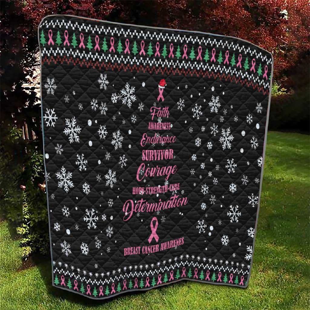 Christmas Tree Breast Cancer Afro Quilt Survivor African DT03