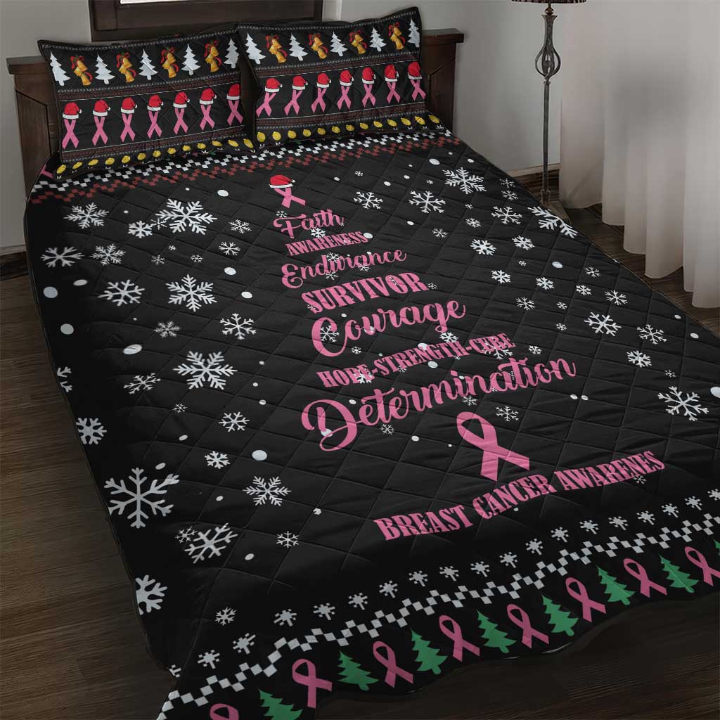 Christmas Tree Breast Cancer Afro Quilt Bed Set Survivor African DT03