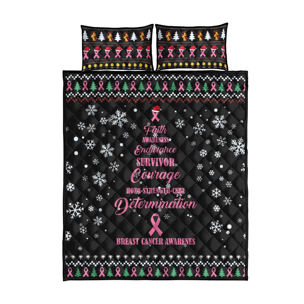 Christmas Tree Breast Cancer Afro Quilt Bed Set Survivor African DT03