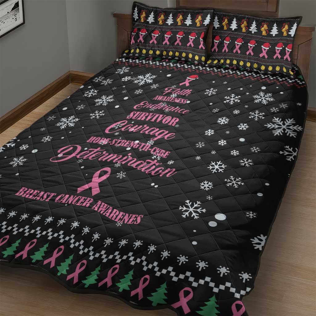 Christmas Tree Breast Cancer Afro Quilt Bed Set Survivor African DT03