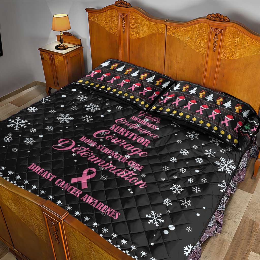 Christmas Tree Breast Cancer Afro Quilt Bed Set Survivor African DT03