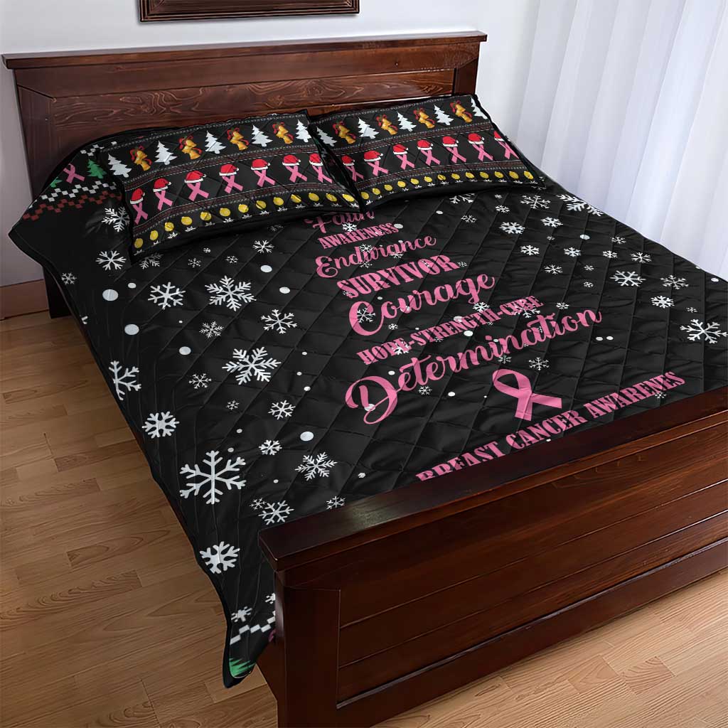 Christmas Tree Breast Cancer Afro Quilt Bed Set Survivor African DT03
