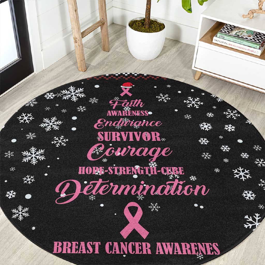 Christmas Tree Breast Cancer Afro Round Carpet Survivor African DT03