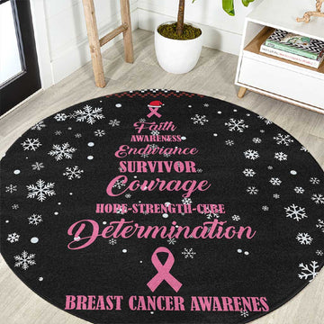 Christmas Tree Breast Cancer Afro Round Carpet Survivor African DT03