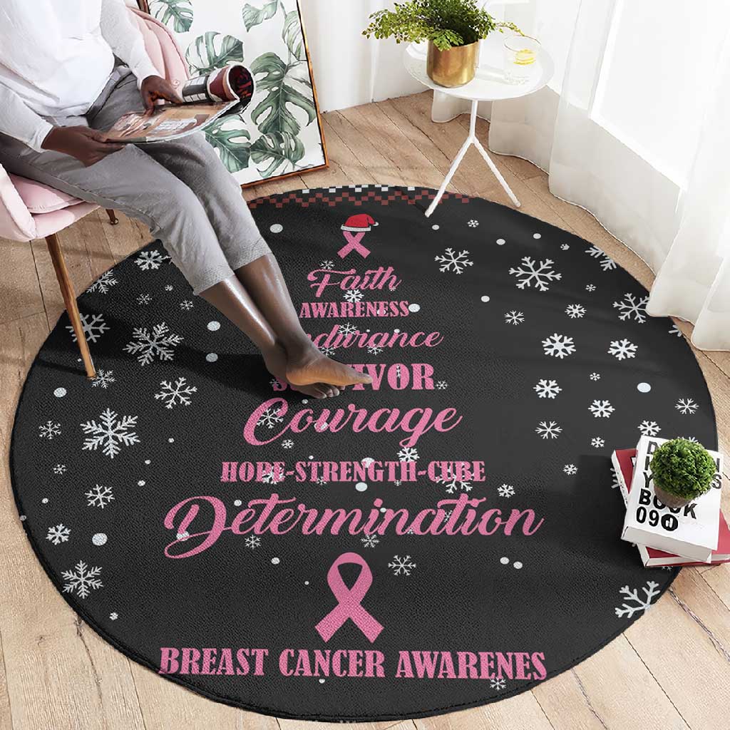Christmas Tree Breast Cancer Afro Round Carpet Survivor African DT03