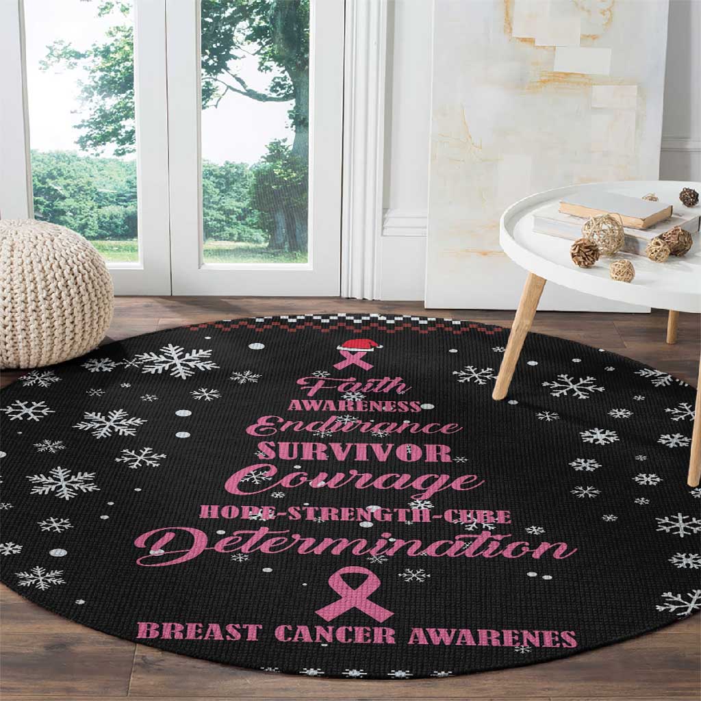 Christmas Tree Breast Cancer Afro Round Carpet Survivor African DT03