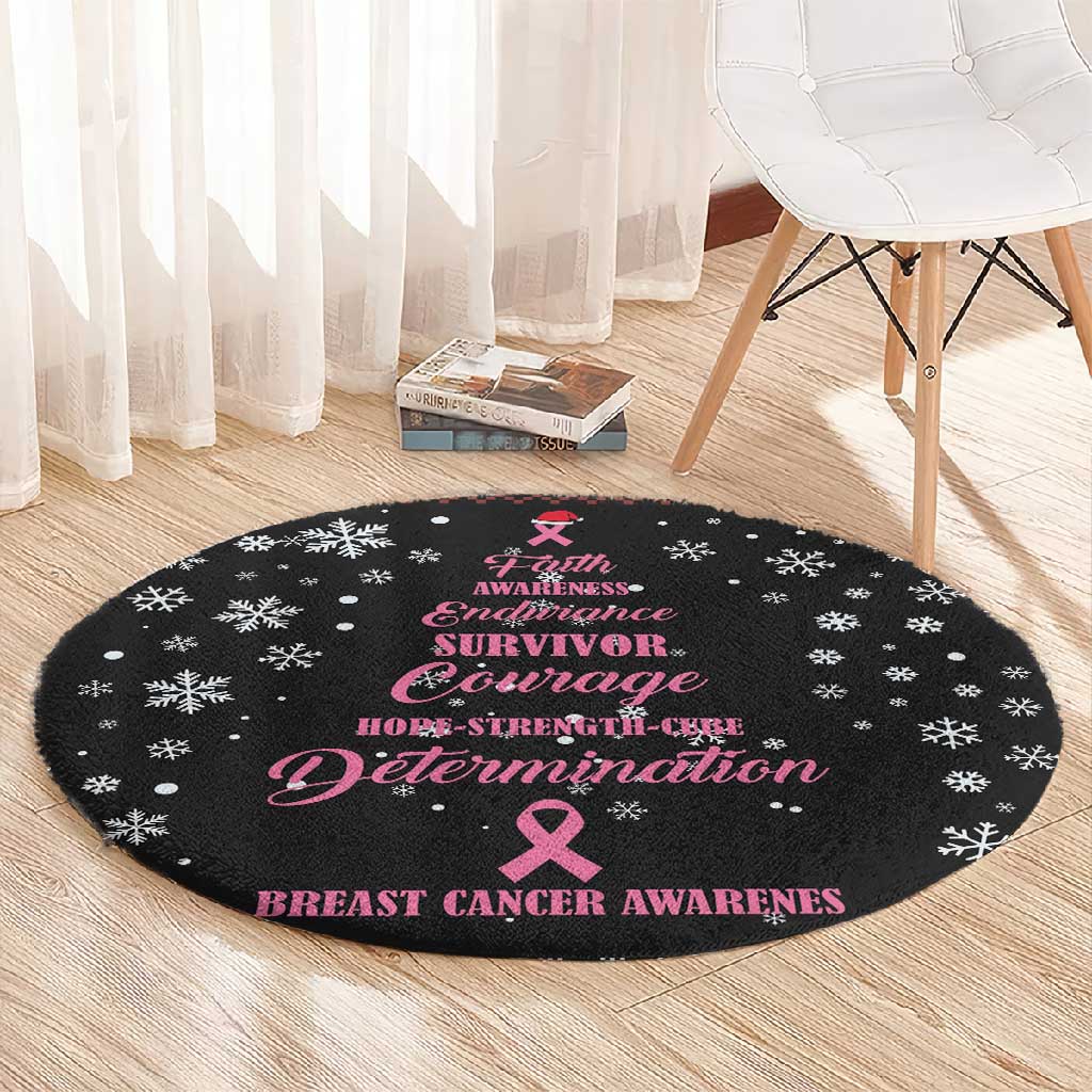 Christmas Tree Breast Cancer Afro Round Carpet Survivor African DT03
