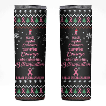 Christmas Tree Breast Cancer Afro Skinny Tumbler Survivor African DT03