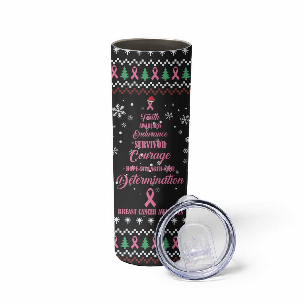 Christmas Tree Breast Cancer Afro Skinny Tumbler Survivor African DT03
