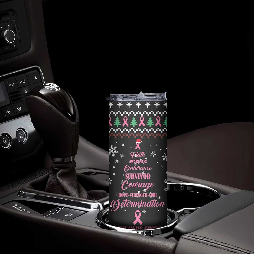 Christmas Tree Breast Cancer Afro Skinny Tumbler Survivor African DT03