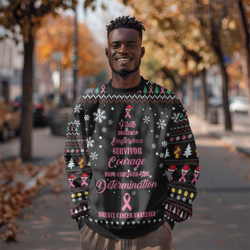 Christmas Tree Breast Cancer Afro Sweatshirt Survivor African DT03