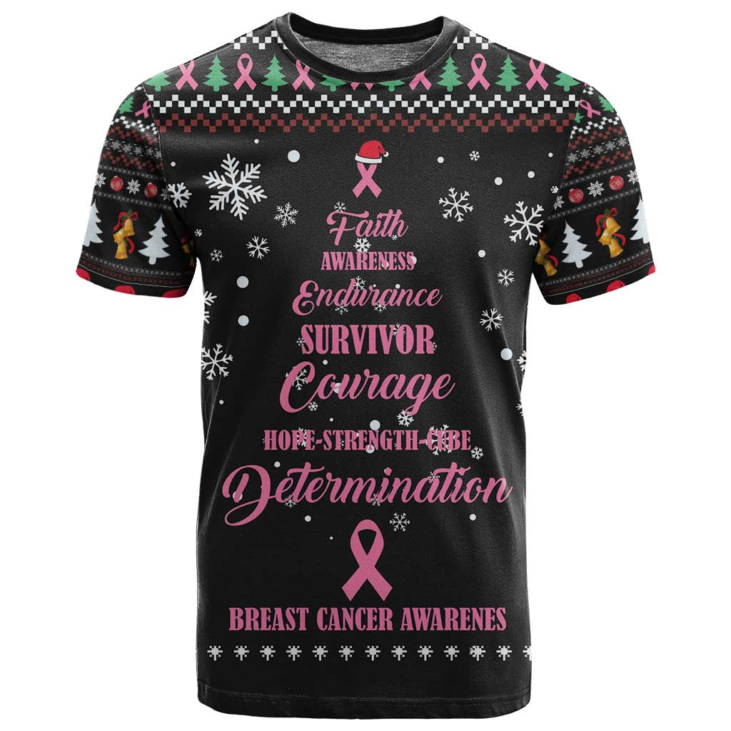 Christmas Tree Breast Cancer Afro T shirt Survivor African DT03