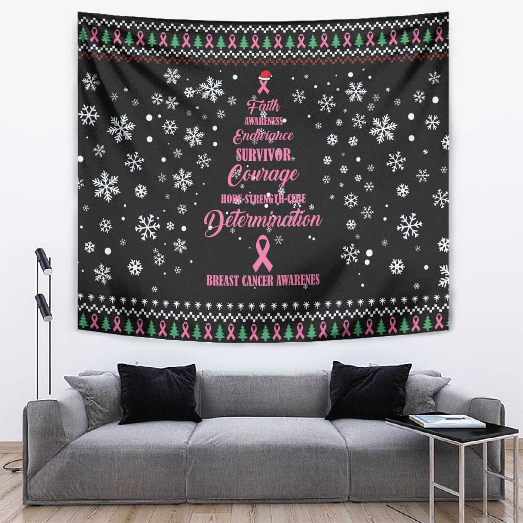 Christmas Tree Breast Cancer Afro Tapestry Survivor African DT03