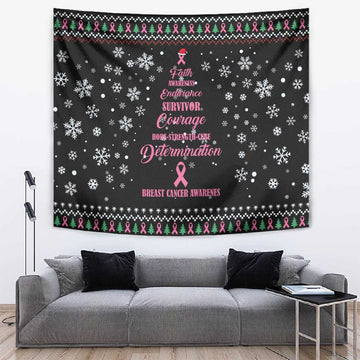 Christmas Tree Breast Cancer Afro Tapestry Survivor African DT03