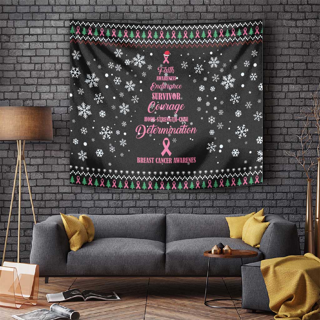 Christmas Tree Breast Cancer Afro Tapestry Survivor African DT03
