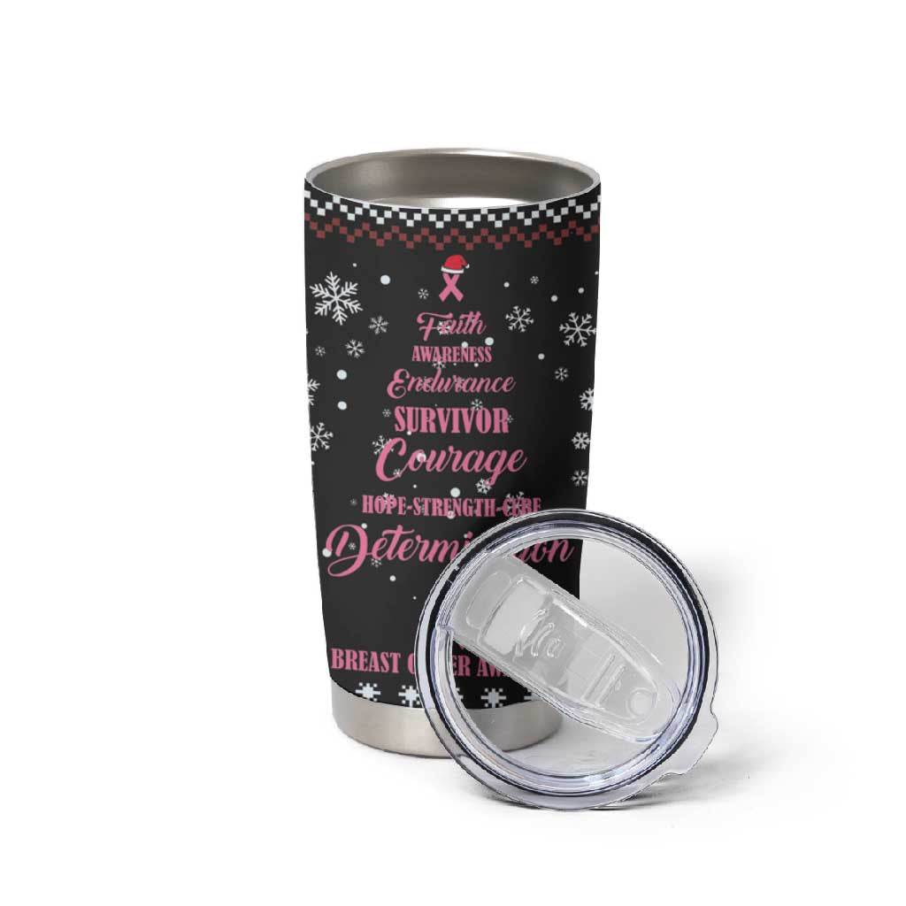 Christmas Tree Breast Cancer Afro Tumbler Cup Survivor African DT03